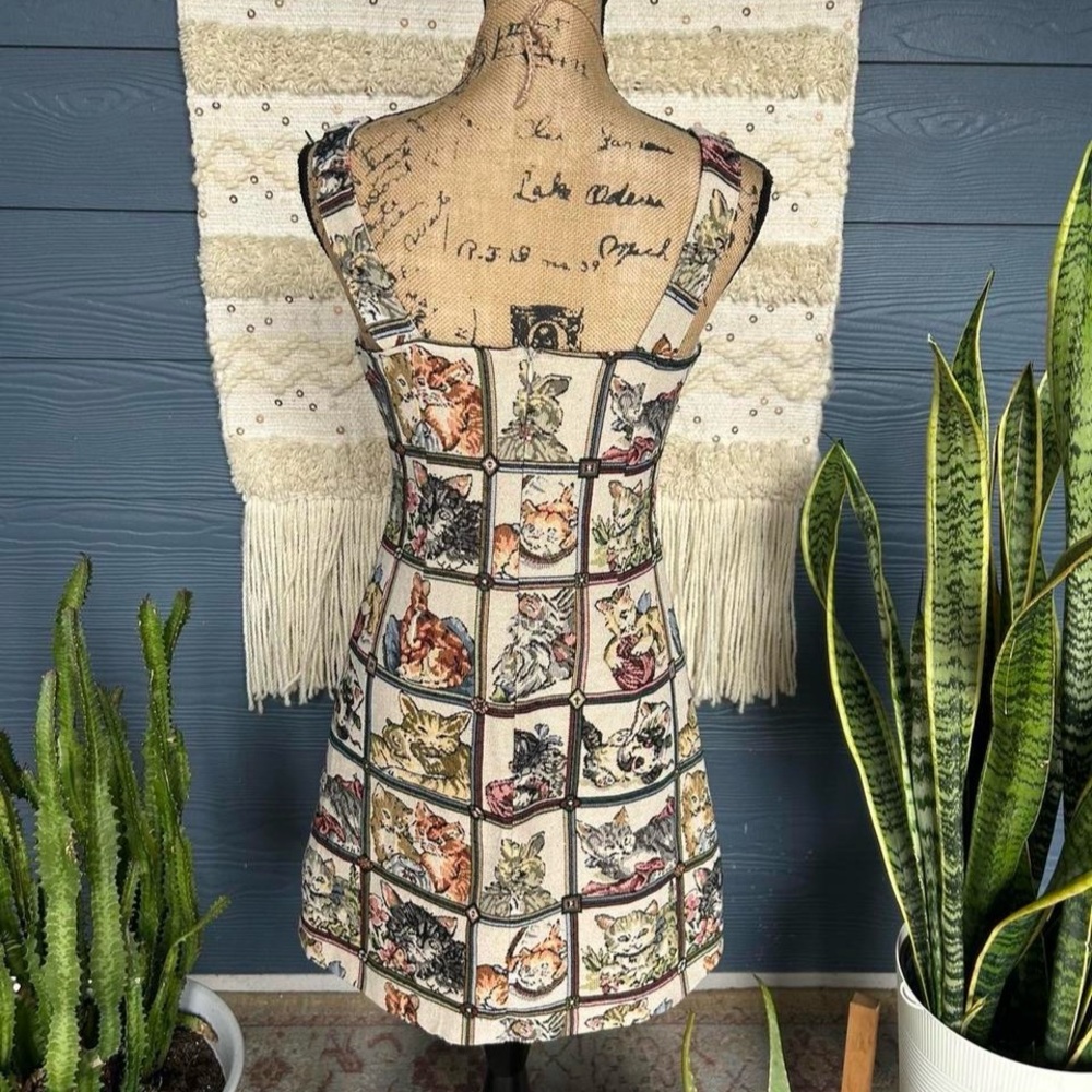 Cider Cat Print Patchwork Dress - image 2